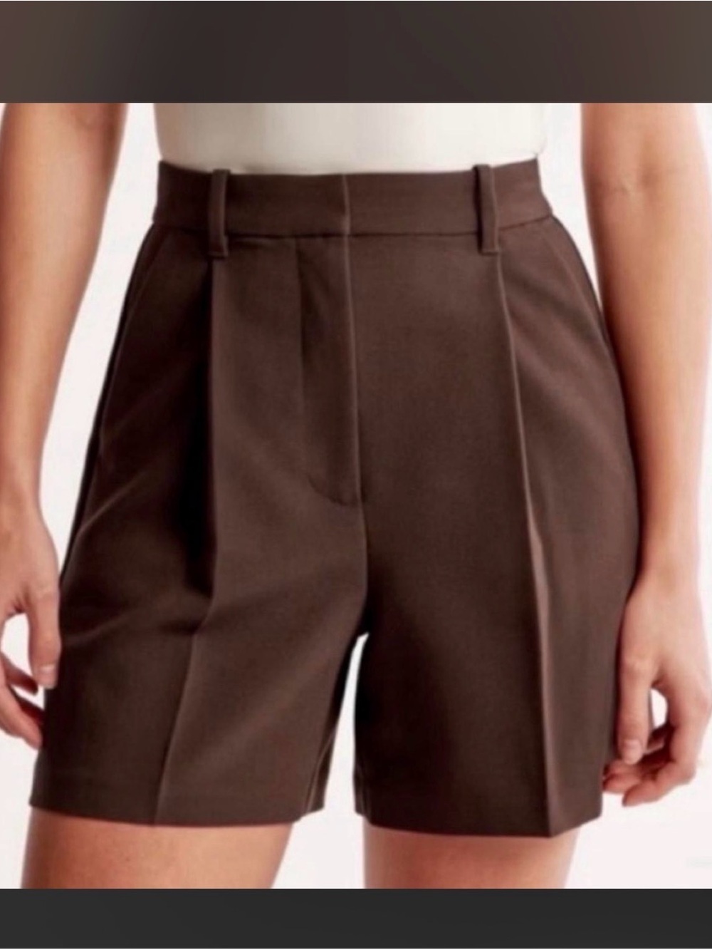 Abercrombie & Fitch High-Waist Pleated Shorts - Brown